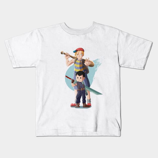 earthbound and Final Fantasy Kids T-Shirt by I_SO_ONETT